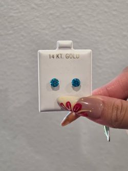 Ocean blue 14k gold studs