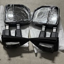 Towing Mirrors Fit For 2017 2018 2019 2020 Ford F250 F350 F450 F550 Super Duty Turn Signal Light Temperature Sensor Heated Power Auxiliary Light Black