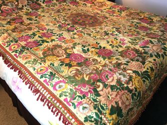 Vintage Bohemian Italian Velvet Bedspread Coverlet
