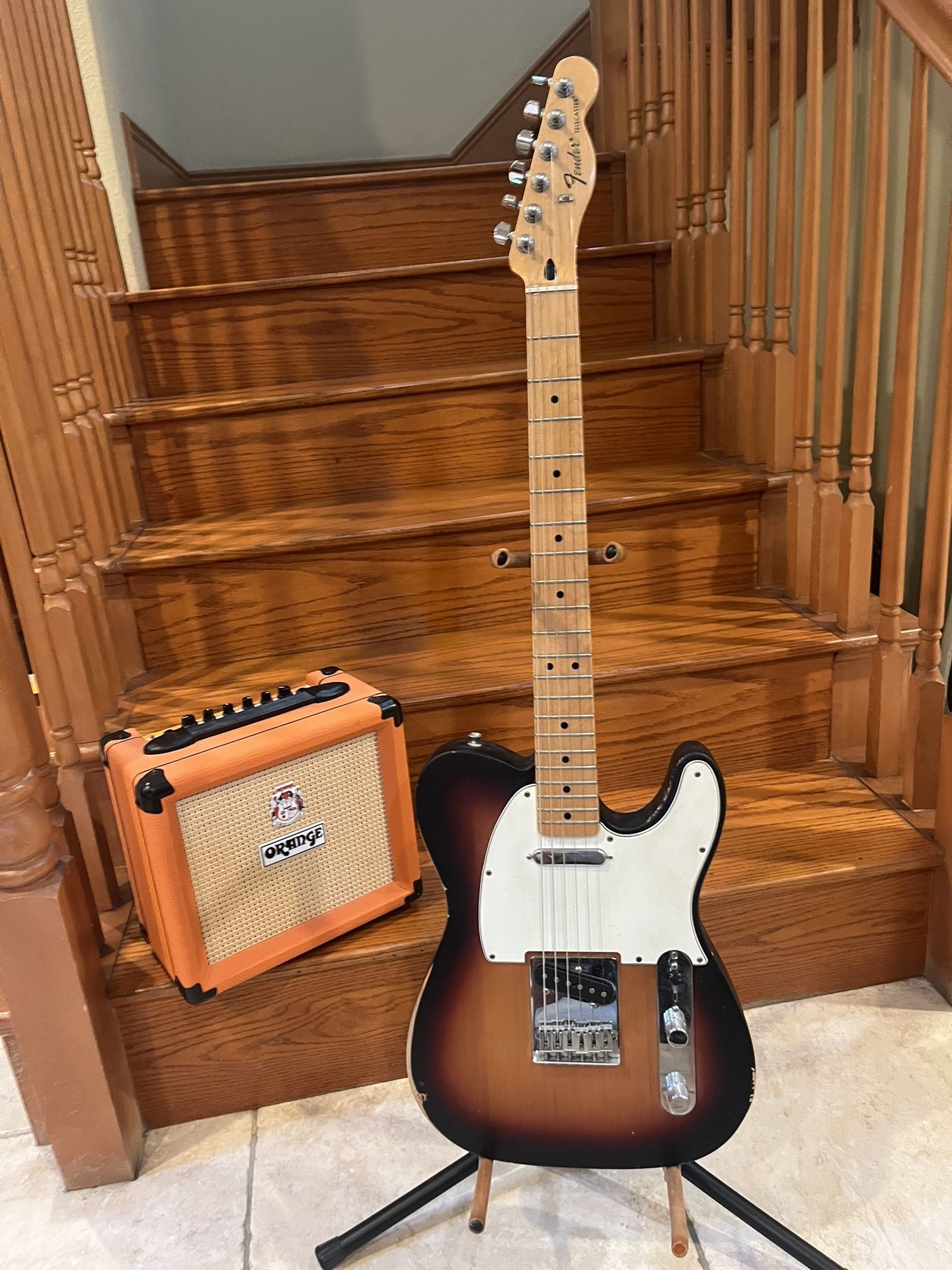 Fender MIM Telecaster (RELIC) W/ Orange Crush 12 Guitar Amp