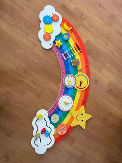 Rainbow Wooden Activity Busy Board for Toddlers