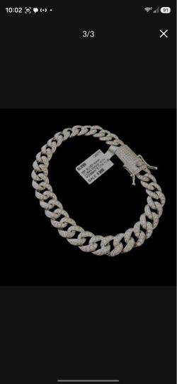 925 Sterling Silver Miami Cuban Link Bracelet 9mm 8" with Moissanite CTW 10.29