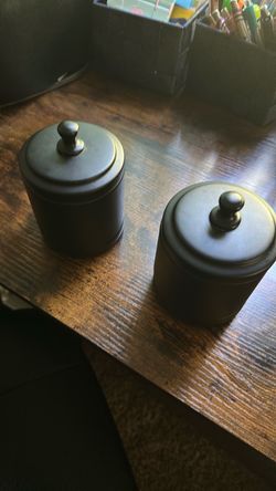 Set of 2 Dark Canister Jars with Lids