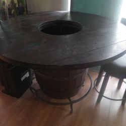 Wood Barrel Table With Storage