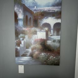 Large Oil Painting Italian Stucco Home $100