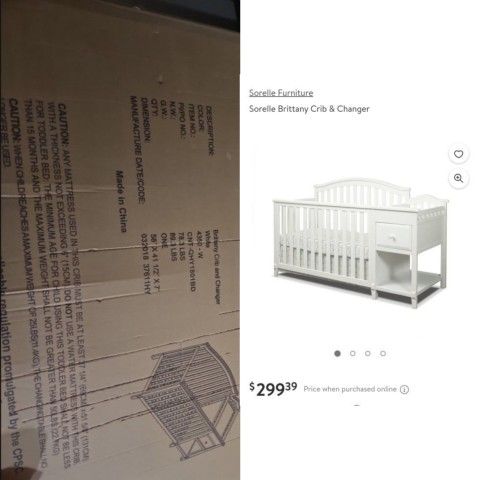 Crib and Changer - Diaper Changing Table Made of Wood Converts To Toddler Daybed Full Size
