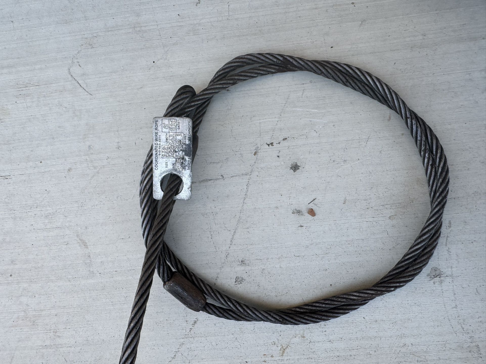 1/2” X 8’ Wire Rope Sling