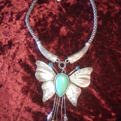 Large Butterfly Statement Necklace 