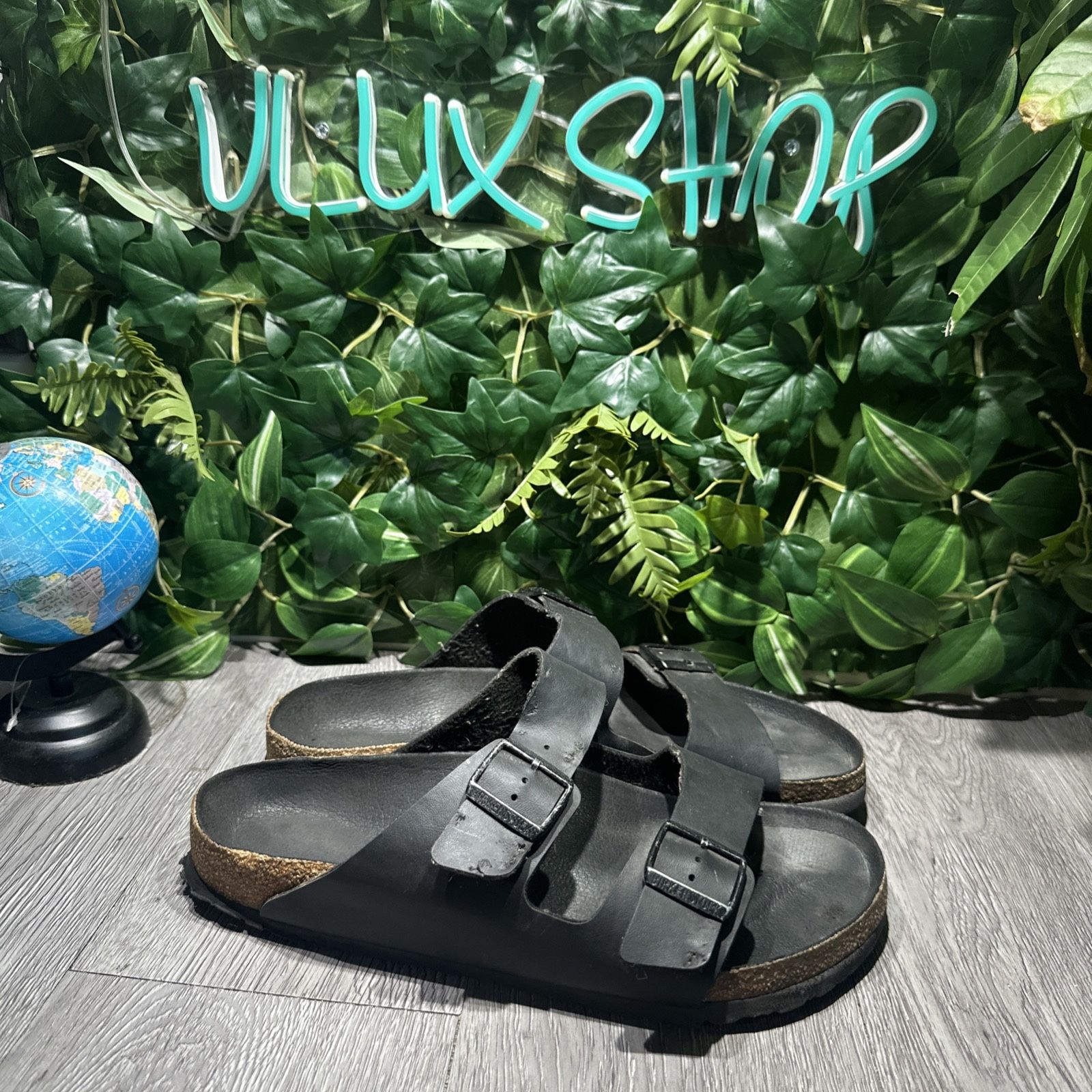 Birkenstock Arizona Exquisite Black Leather Mens Sandals EU 44 US 11- 11.5 Wide