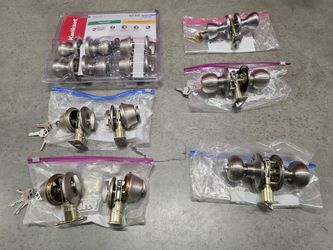 Mixed Lot of (6) Double Door Lock Set, Nickel Finish