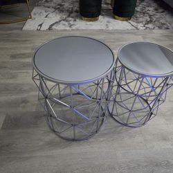 2 Silver Decorative End Tables 