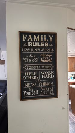 Family Rules Rustic Wood Wall Sign