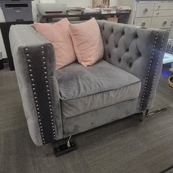 Gray Velvet Accent Chair
