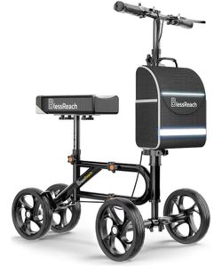 Economy Knee Scooter Steerable Knee Walker for Foot Injuries Compact Crutch Alternative with Dual Braking System (Black)