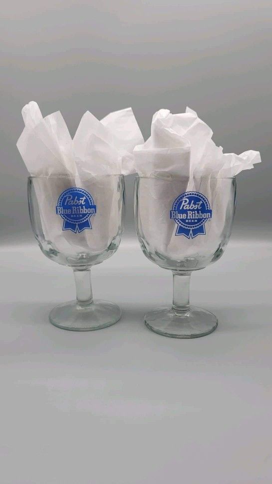 Vintage Pabst Blue Ribbon Beer Glasses $8 Apiece 