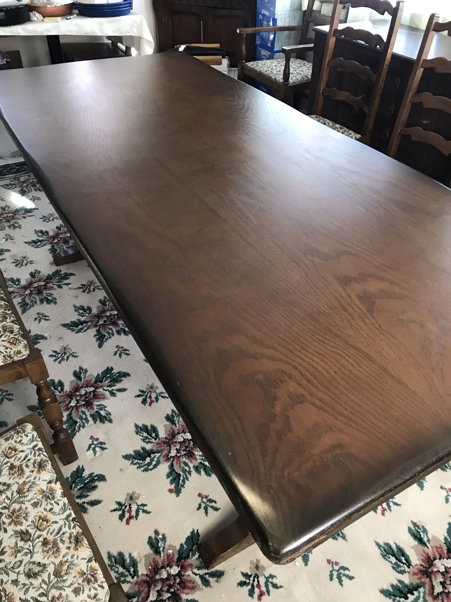 Vintage Solid Oak Dining Table