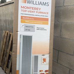 NEW Williams Top Vent 35,000 btu Wall Heater 35k btu Furnace GAS