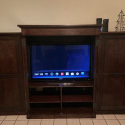 Wood TV Cabinet With Shelves