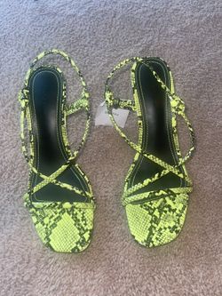Bershka Neon Green Snakeskin Print Heel