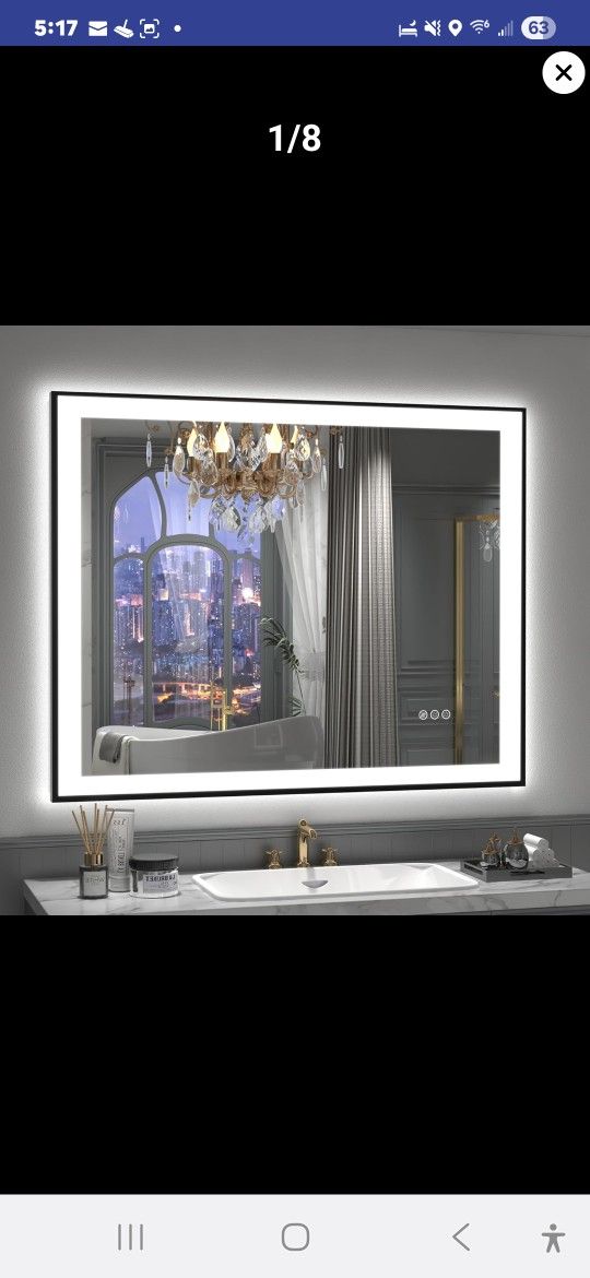 40"x36" LED Bathroom Mirror, Dimmable Framed Vanity Mirror With Lights