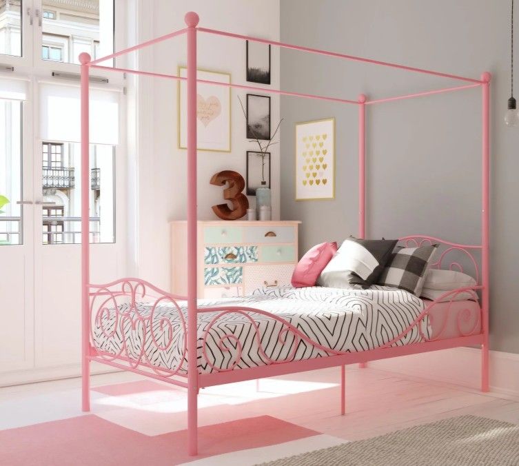 Pink Metal Princess Bed