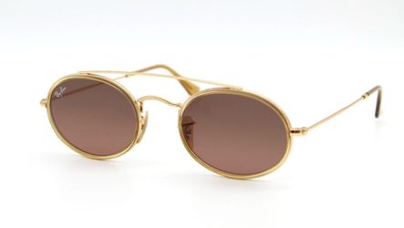Ray-Ban RB3847-N 9124/43 Double Bridge Sunglasses 52-23 Gold Brown Lens Italy