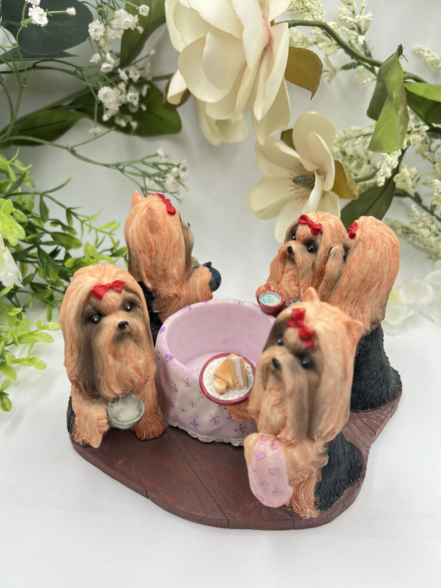 Adorable Yorkshire Terrier – Continental Creations P749 “Yorkie Tea Time” Candle Holder – 7”