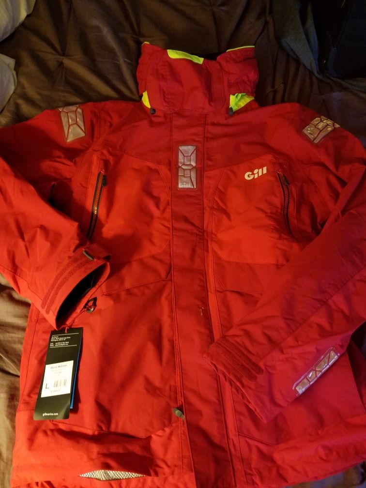 I have 2 brand new size large and size XL men's GILL os2 offshore jackets both are red in color