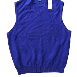 Polo Golf Ralph Lauren Mens Sweater Vest Size L Cotton Silk Diamond Knit Blue