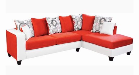 Red and white leather Sectional! Kool Couch And Loveseat Set Saves