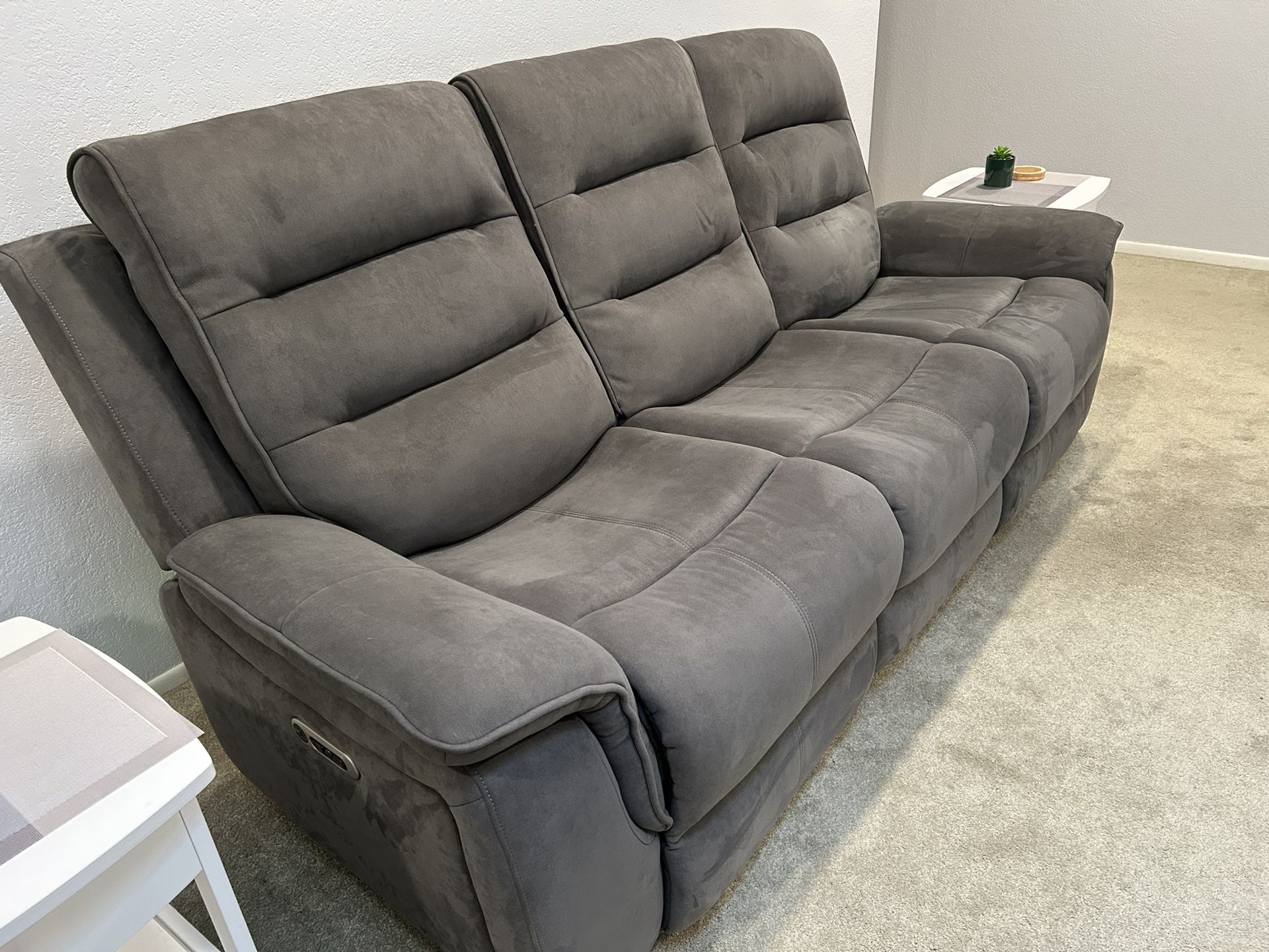Power reclining sofa and loveseat couch