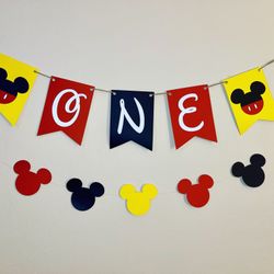 Mickey Mouse First Birthday Banner 