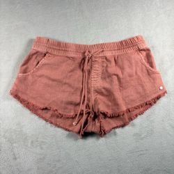 Roxy Scenic Route Shorts Women’s Large Pink Drawstring Blue Jean Surfer Y2K#3F