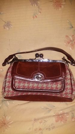 Tweed and leather coach purse