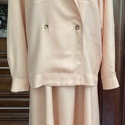 Eleanor P Brenner Women's Vintage 100% Silk Power Pink Jacket /Skirt 2 Piece Set.