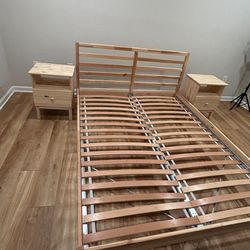 Pine wood Queen bed frame