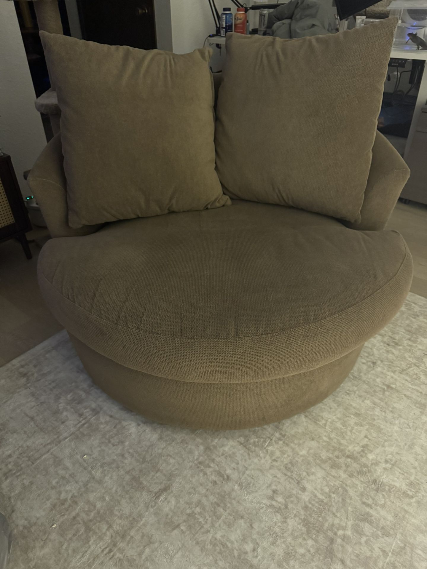 Tan, Swivel Couch