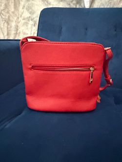 Red Crossbody Bag with Gold Hardware