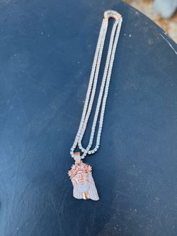 moissanite 10k gold tennis chain and pendant