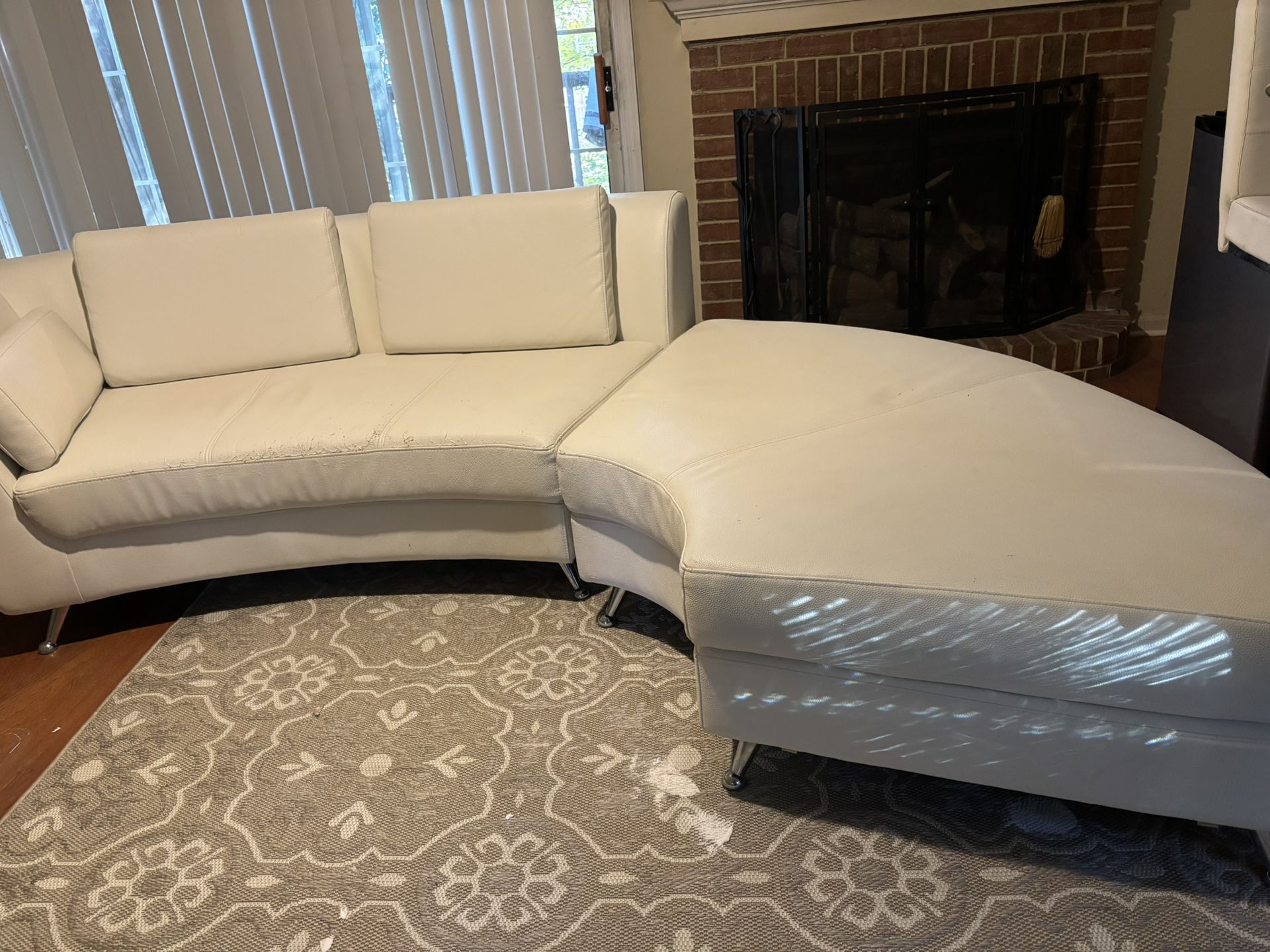 Modern White Leather Sectional Sofa 