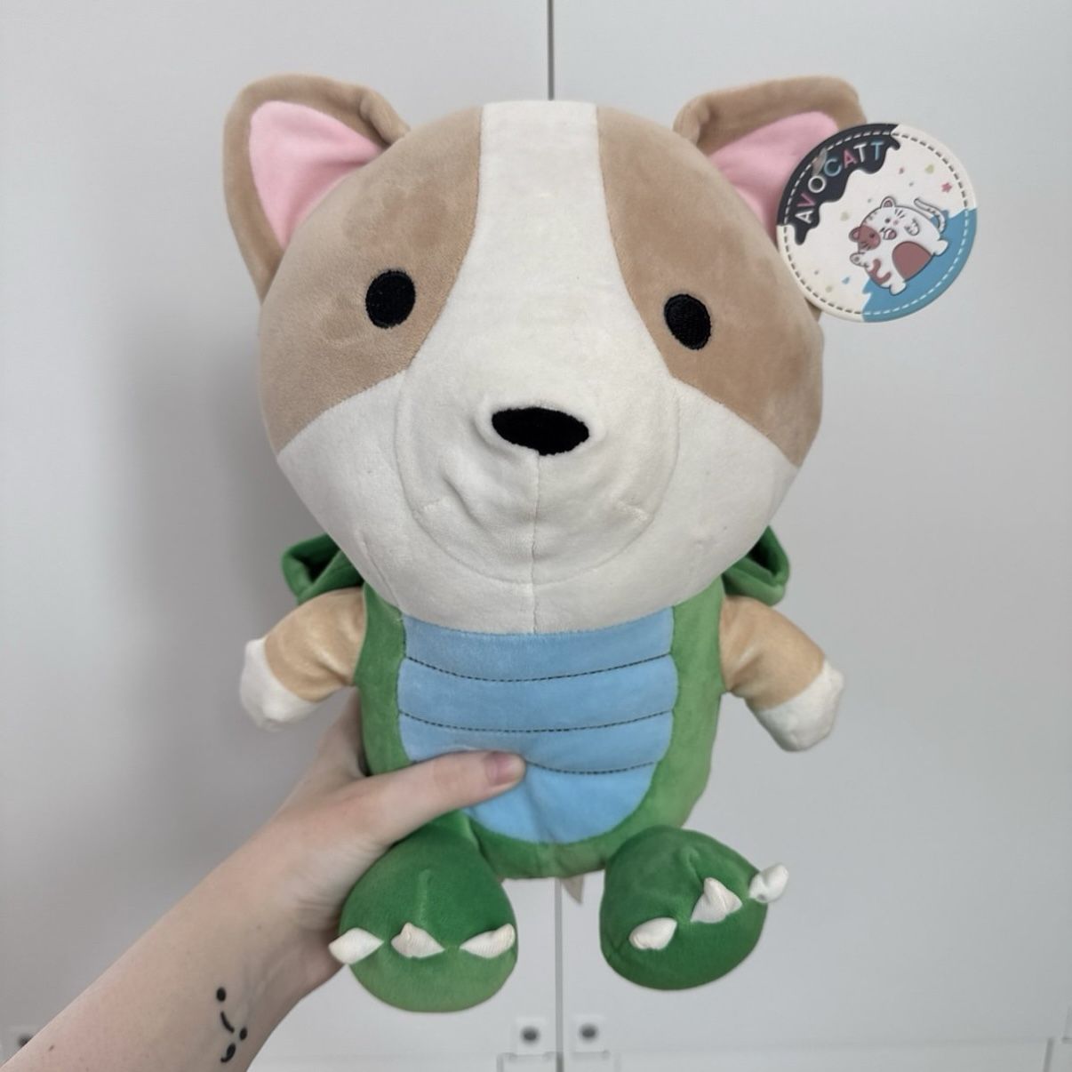 Avocatt Corgi Dino Plush With Hood With Tags