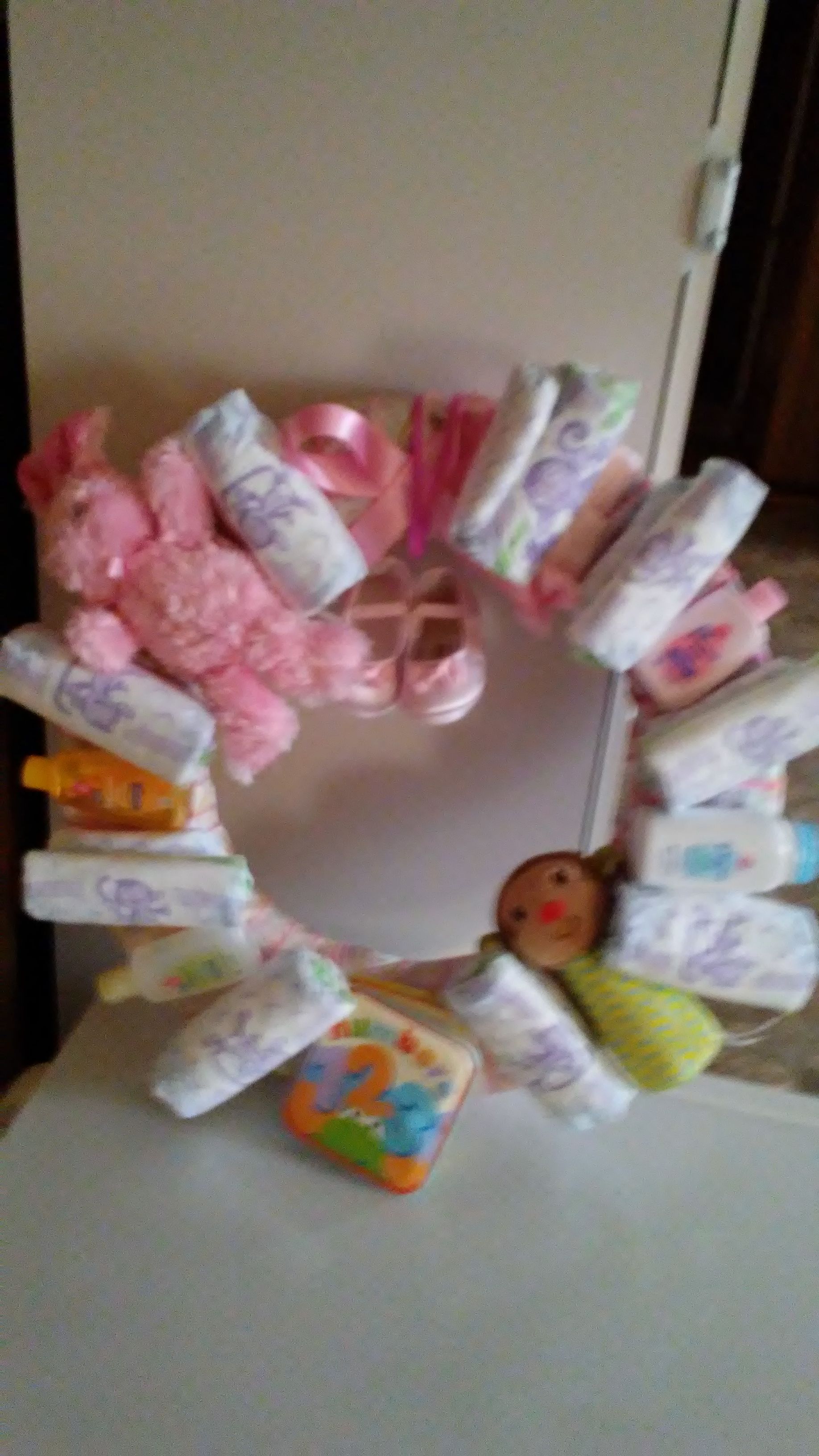 Handmade baby shower girl's wreath