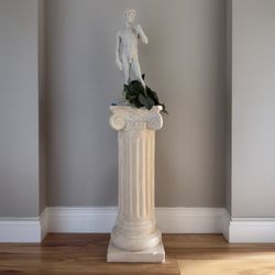 Classical Greek Pedestal Column with Statue – Elegant Home Décor