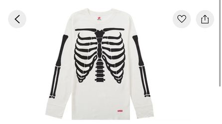 NEW Supreme Hanes Bones Thermal Crew Natural White LS  Size 