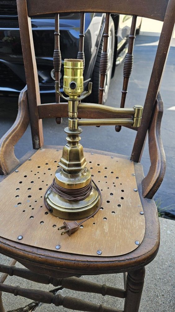 Vintage Antique Brass Lamp With Adjustable Arm