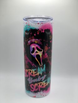 Ghostface Scream Skinny Tumbler with Lid