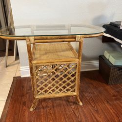 Glass Top Wicker Table