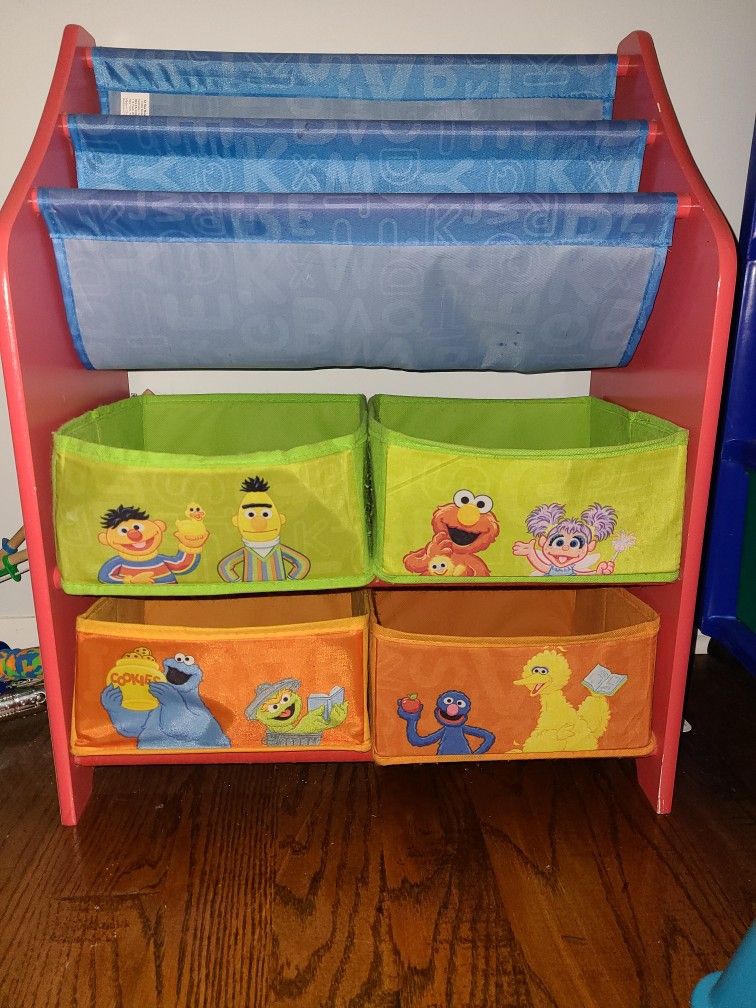 SESAME STREET Bookcase & Toy Storage Bin Organizer