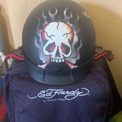 Ed Hardy Shorty Motorcycle Scooter Death or Glory Helmet Nomad Model by KBC with Visor Large