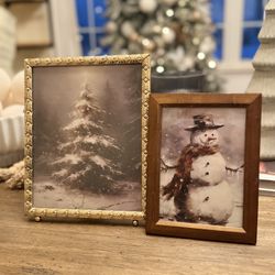 Set Of 2 Vintage Style Framed Christmas Prints